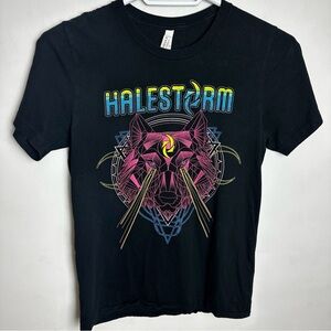 Halestorm 2019 Tour Shirt Double Sided Size Medium Neon Wolf Band Tee